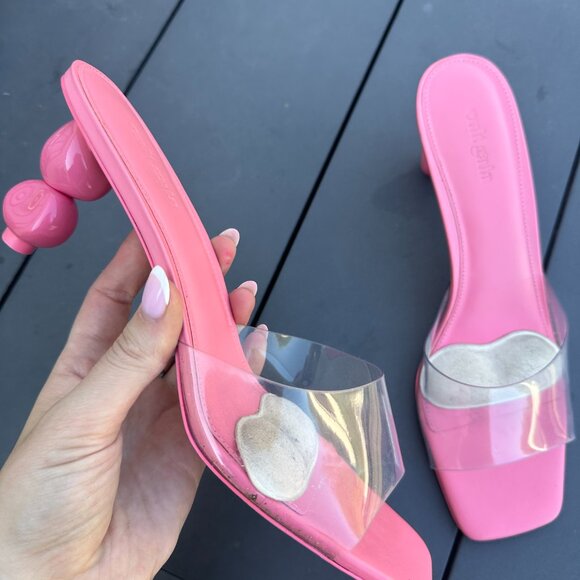 Cult Gaia Gigi PVC Slip-on Mules In Pink Sz 40 Sculptural Heels Square Toe - Picture 6 of 10